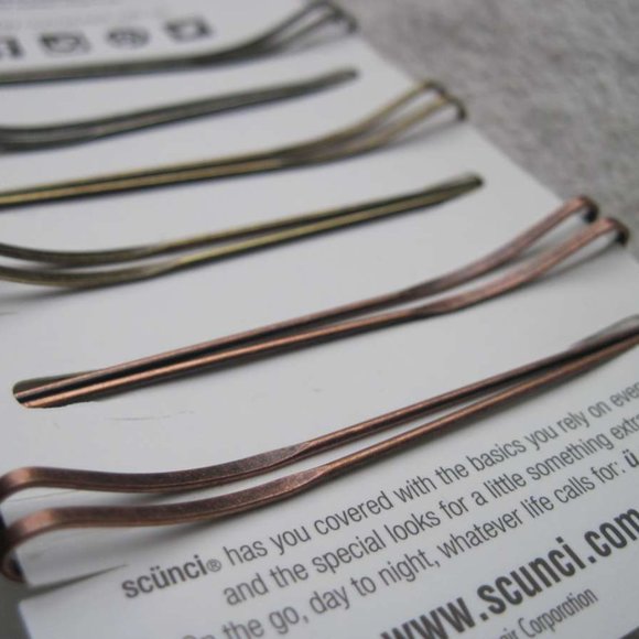 6 Scunci Open Design Betsy Metal Bobby Slide Hair Pin Silver Bronze Copper Black - Picture 6 of 12